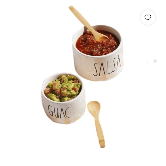 RAE DUNN ARTISAN GUAC + SALSA SET WITH 2 BAMBOO SPOONS - Picture 3 of 4